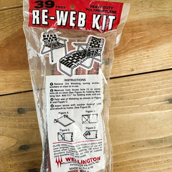 Vintage Wellington Chair Webbing Re-Web Kit Heavy Duty Polypropylene 39 FT - Picture 2 of 7